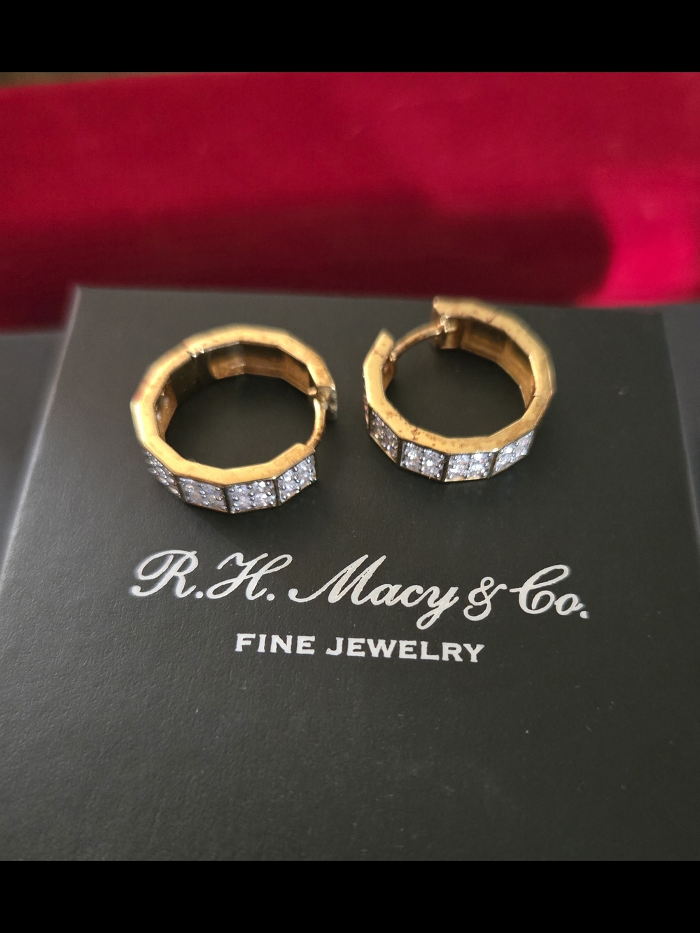 1CTTW Mens Diamond Hoop Earrings Gold Over Silver